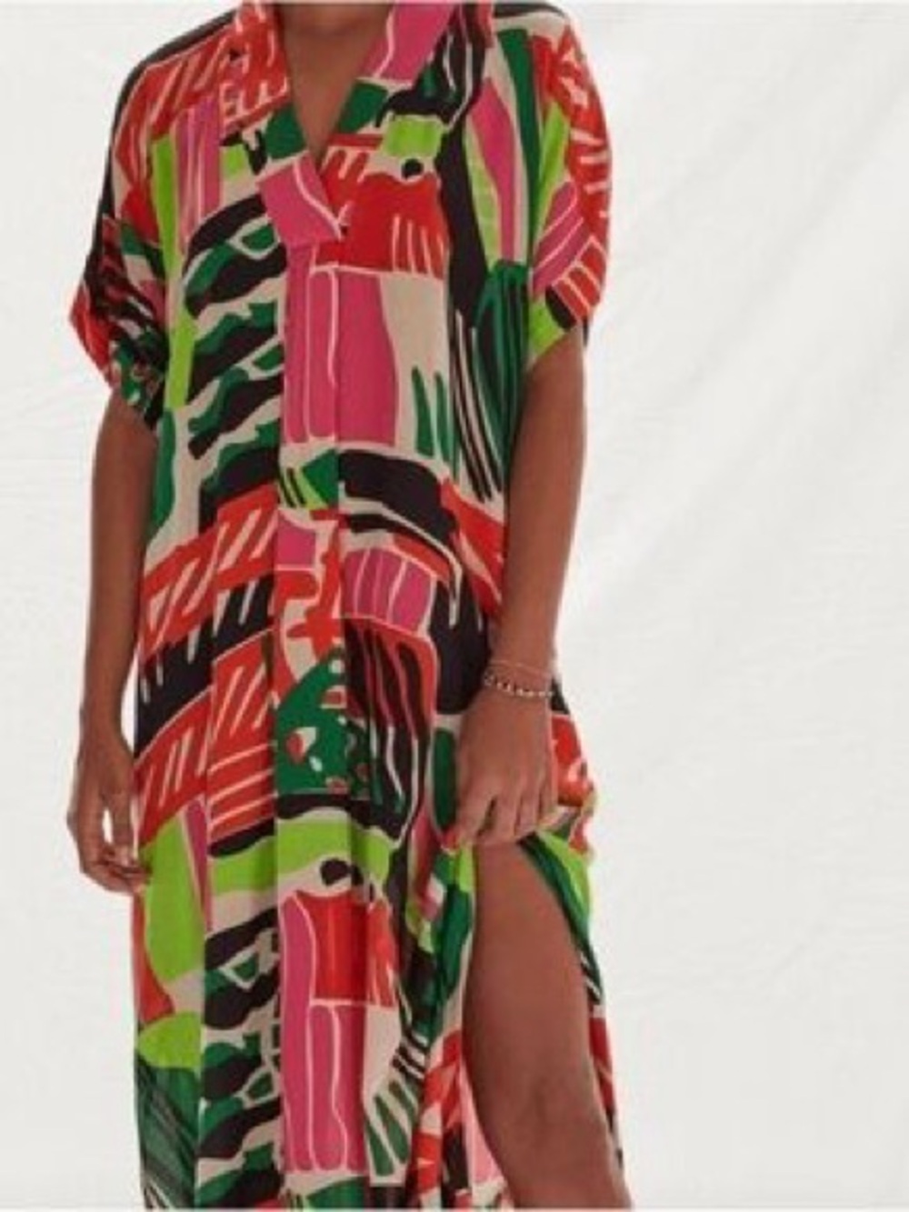 NWOT Bel Kazan Anthropologie Abstract Kaftan Style Dress boho